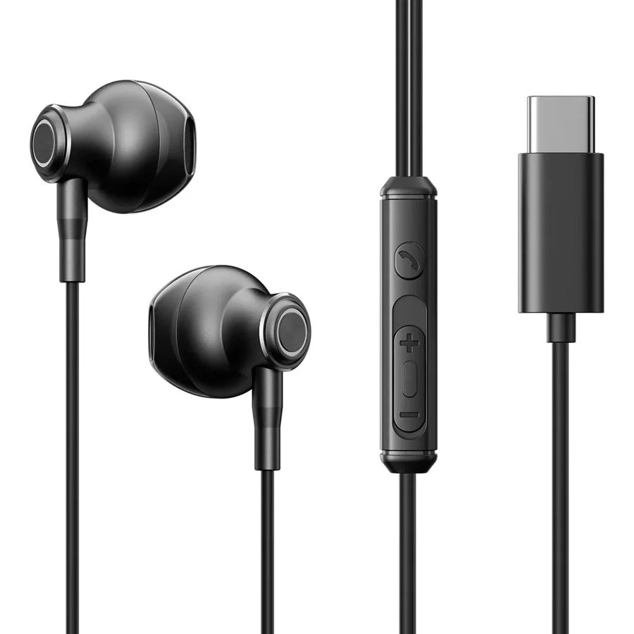 سماعات سلكية JOYROOM — JOYROOM JR-EC07 TYPE-C Series Metal Half In-Ear Wired Earphones
