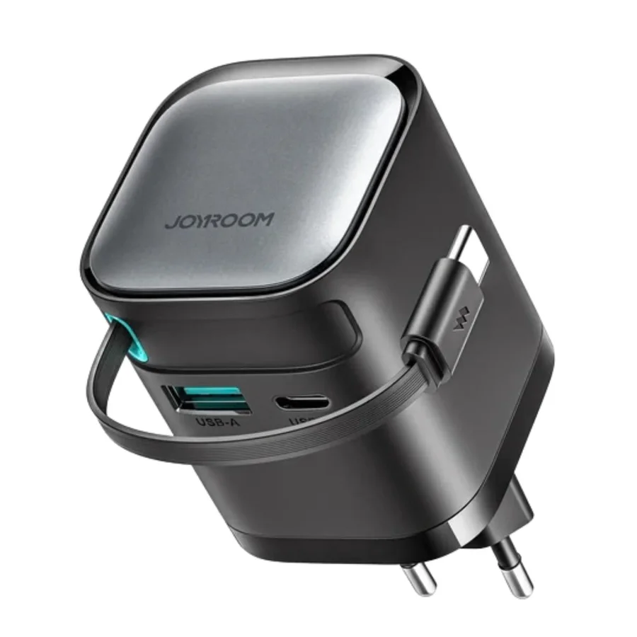 شواحن حائط JOYROOM — JOYROOM JR-TCL02 GaN 65W Charger with Retractable Cable