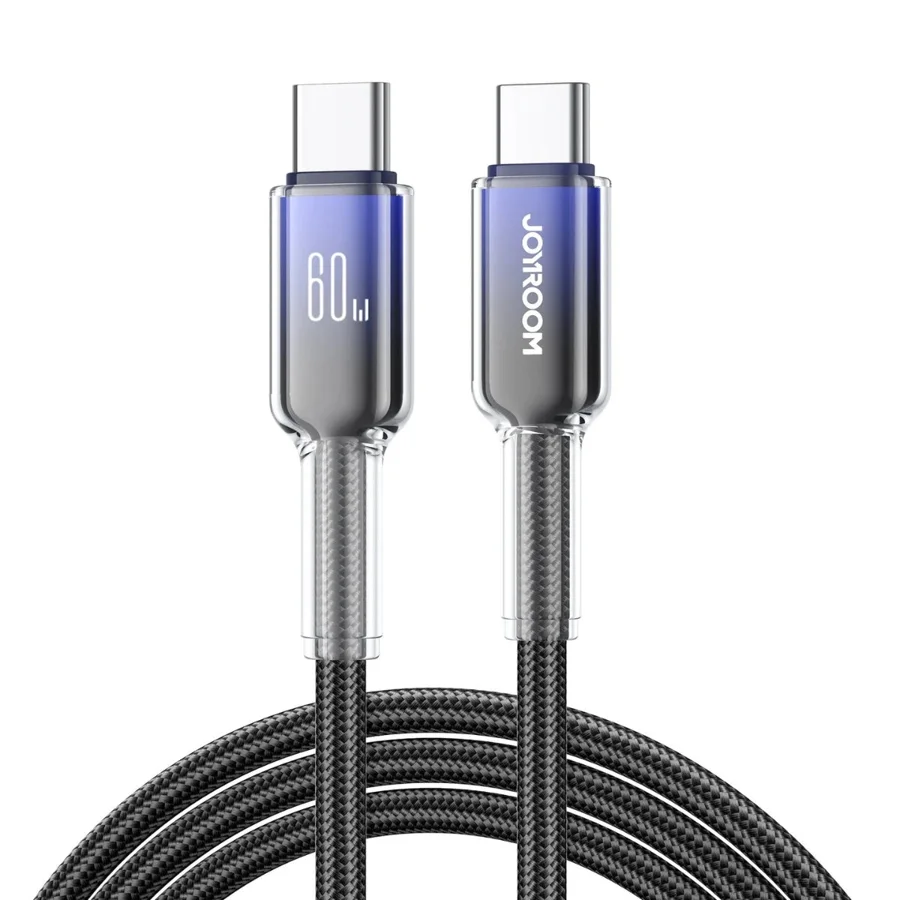 كابلات ومحولات شحن JOYROOM — JOYROOM S-A42 Crystal-Clear Series 60W Fast Charging Data Cable (Type-C to Type-C) 1.2M