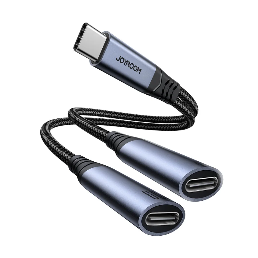 محولات وموزعات JOYROOM — JOYROOM SY-C03 Type-C To X2 Type-C Adapter