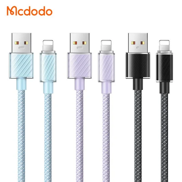 كابلات ومحولات شحن McDodo — MCDODO CA-3640 Lightning Transparent Data Cable 1.2m