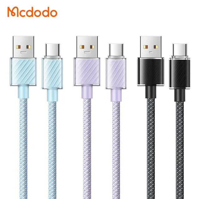 كابلات ومحولات شحن McDodo — MCDODO CA-3650 Type-C 6A Transparent Data Cable 1.2m