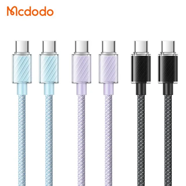 كابلات ومحولات شحن McDodo — MCDODO CA-3670 100W Type-C to Type-C Transparent Data Cable 1.2m