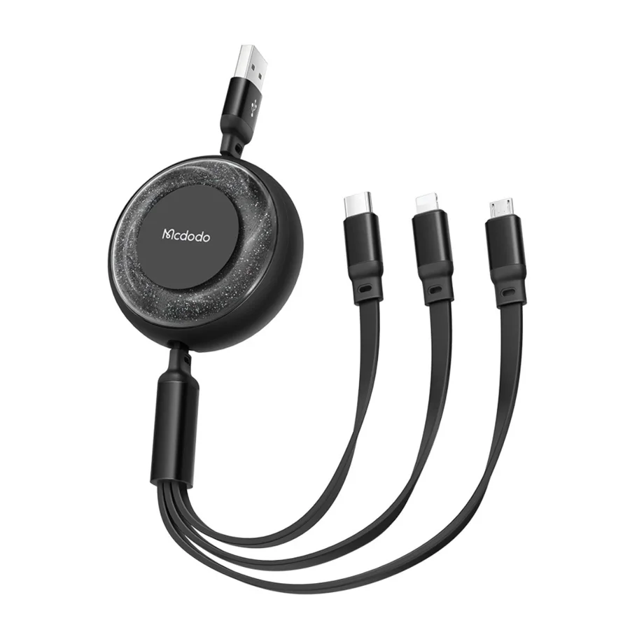كابلات ومحولات شحن McDodo — MCDODO CA-3730 3 in 1 66W Super Fast Charging Data Cable 1.2m