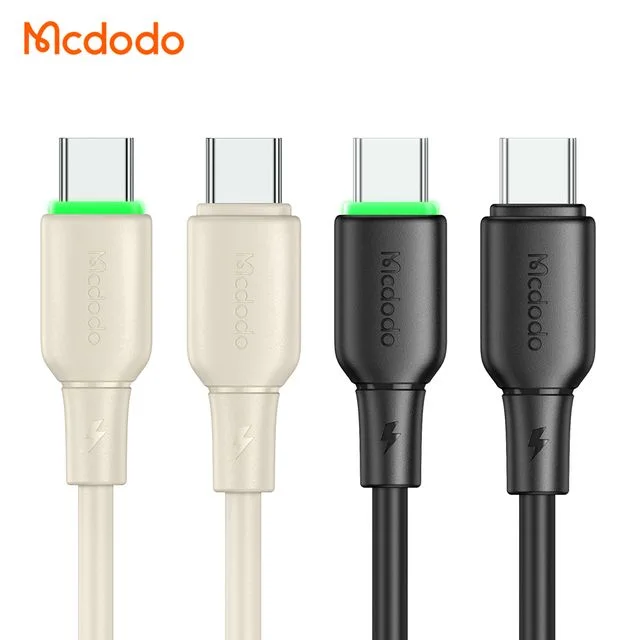 كابلات ومحولات شحن McDodo — MCDODO CA-4770 65W Type-C to Type-C Data Cable with LED Light 1.2m