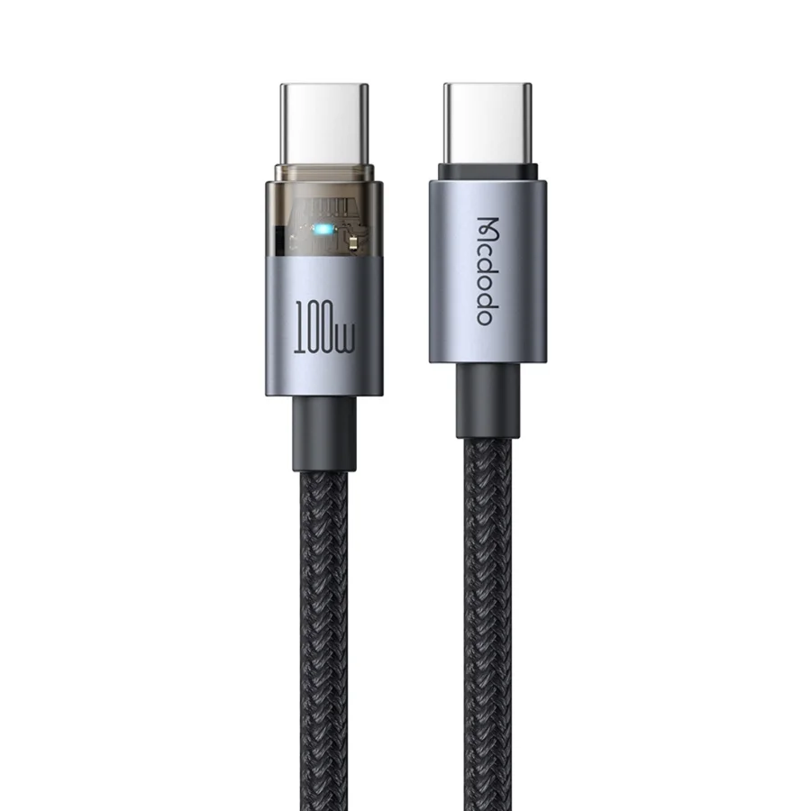 كابلات ومحولات شحن McDodo — MCDODO CA-5580 Transparent Cable with Charging Light 1.2m
