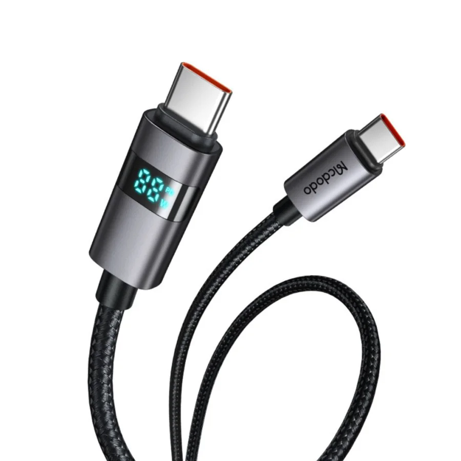 كابلات ومحولات شحن McDodo — MCDODO CA-5610 Horizontal LED Display 100W USB-C to USB-C Data Cable 1.2m
