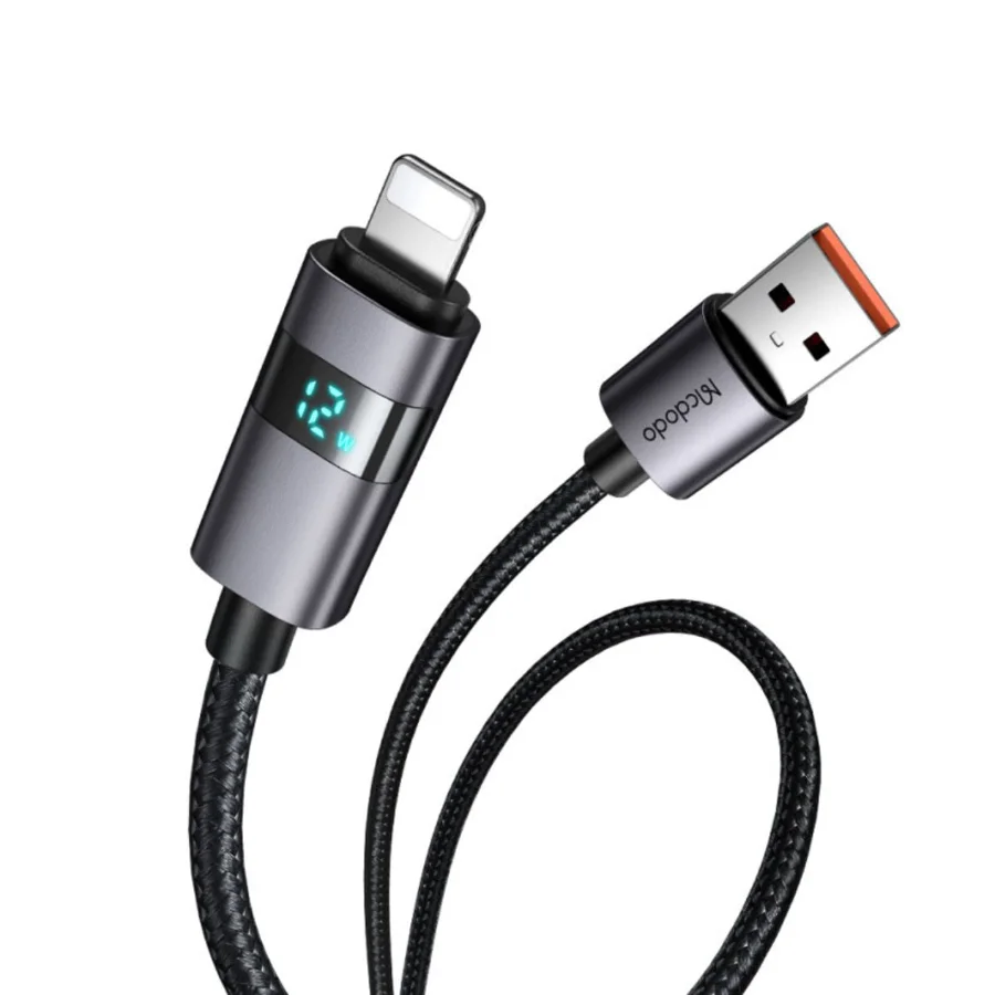 كابلات ومحولات شحن McDodo — MCDODO CA-6490 Horizontal LED Display USB-A to Lightning Data Cable 1.2m