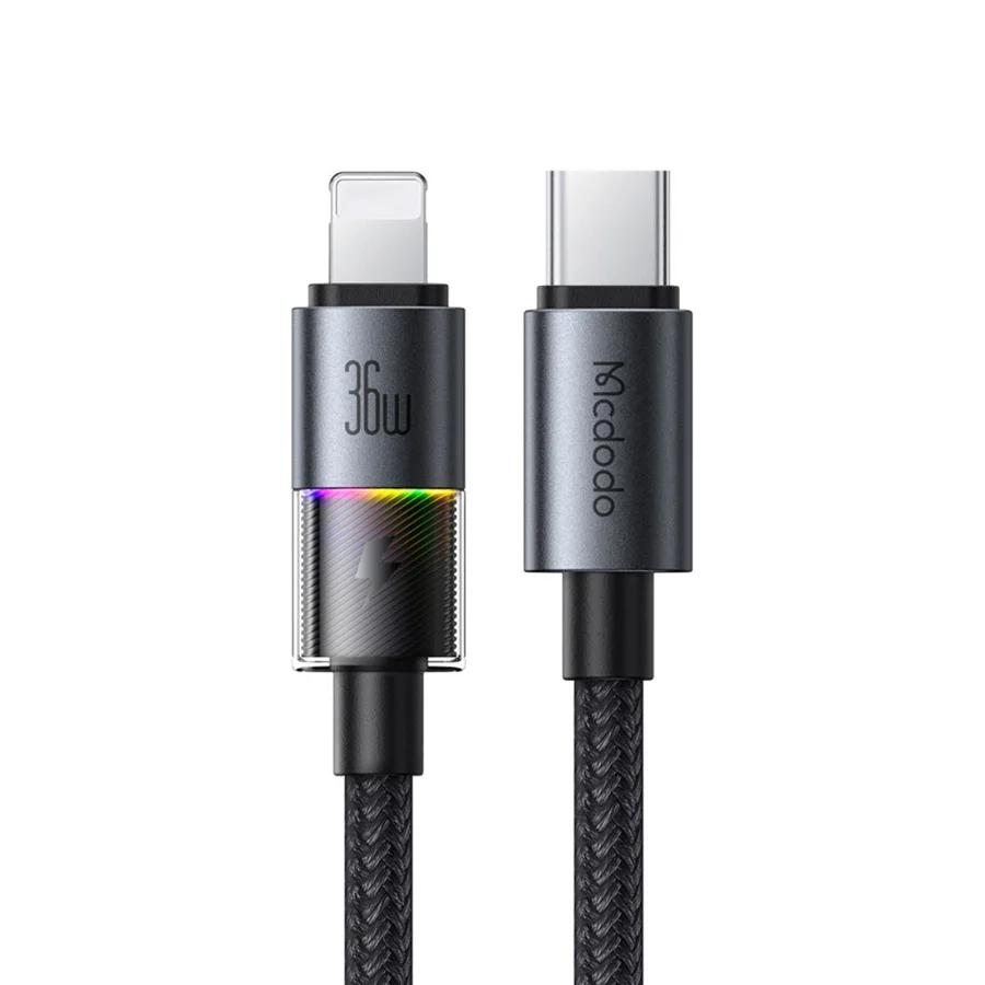 كابلات ومحولات شحن McDodo — MCDODO CA-8190 USB-C to lightning Cable with 7 Colorful Lights 1.2m