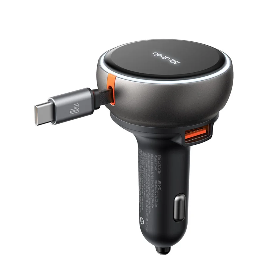 شواحن سيارة McDodo — MCDODO CC-4850 80W Car Charger Built-in 80cm Retractable Cable
