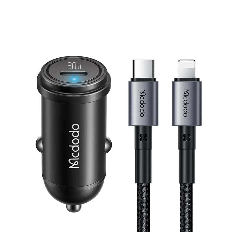 شواحن سيارة McDodo — MCDODO CC-7492 30W PD Car Charger With Lightning Cable