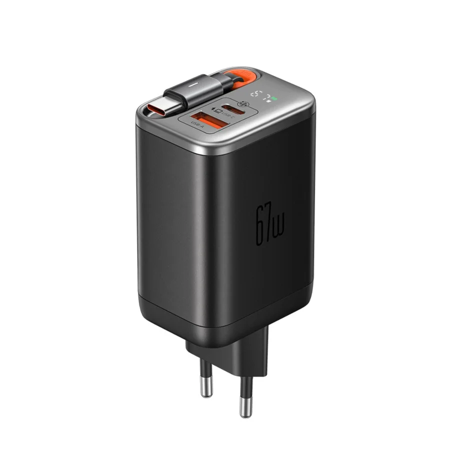 شواحن حائط McDodo — MCDODO CH-4100 67W Digital Display GaN Charger Built-in 65cm retractable