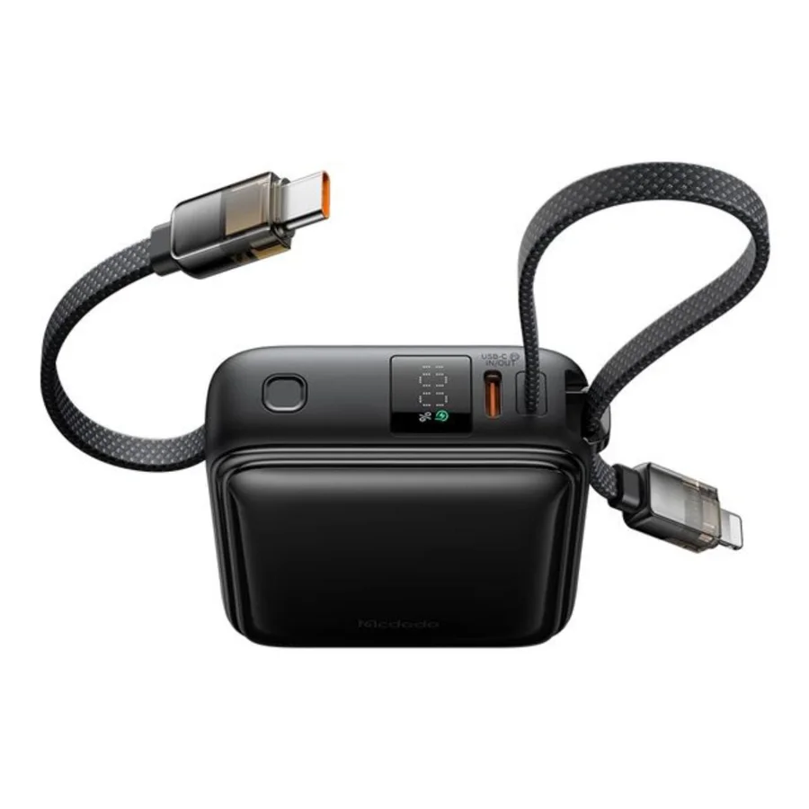 باور بانك McDodo — MCDODO MC-2550 22.5W Digital Display 10000mAh Mini Power Bank Built-in Cables(USB-C+Lightning)