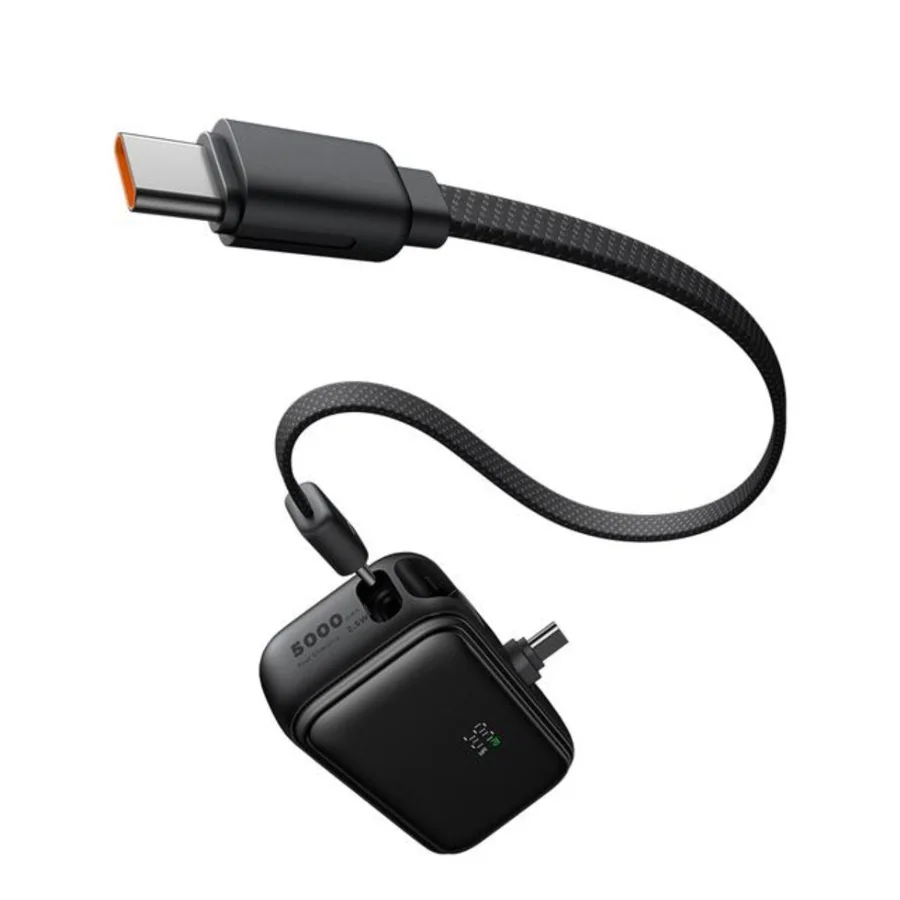 باور بانك McDodo — MCDODO MC-7760 22.5W Digital Display 5000mAh Pocket Power Bank with Built-in Cable & Connector (For USBC)
