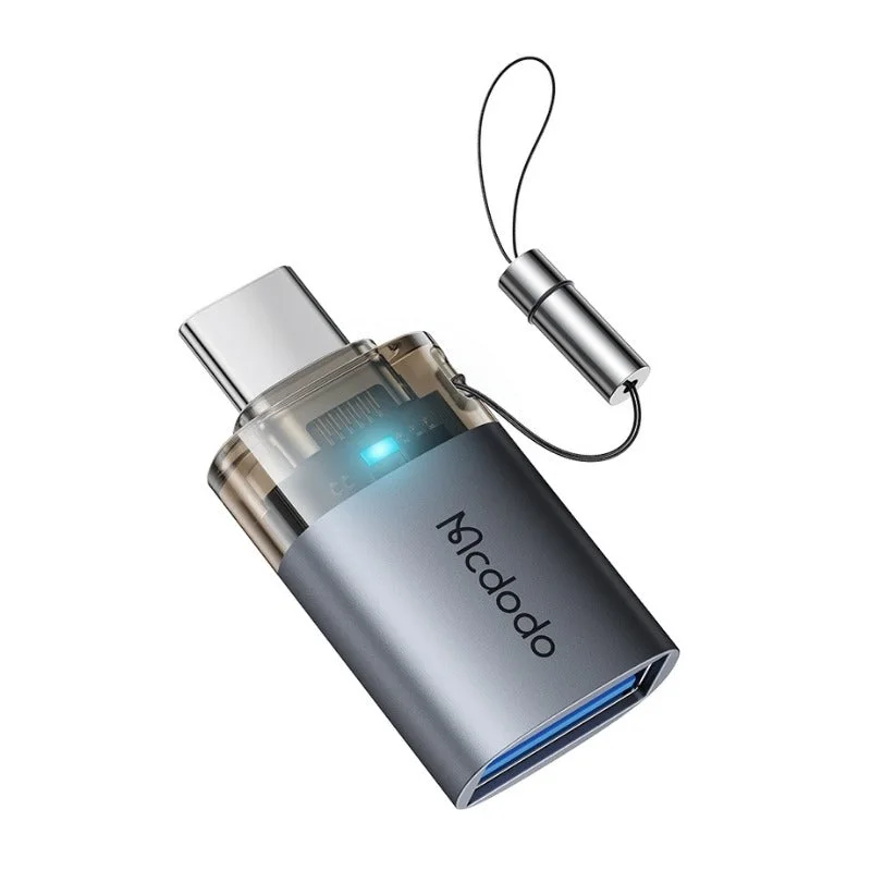 محولات وموزعات McDodo — MCDODO OT-7400 USB-A 3.0 to USB-C Transfer Adapter with Indicator Lights and Lanyard