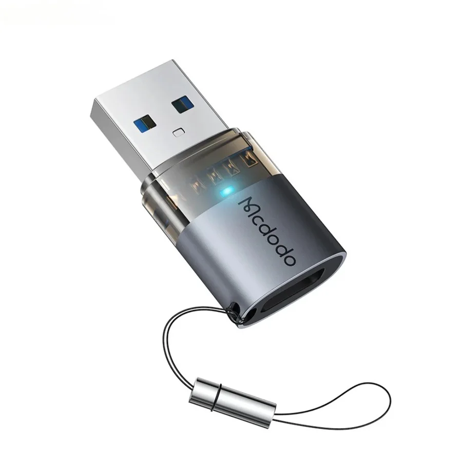 محولات وموزعات McDodo — MCDODO OT-7580 USB-C to USB-A 3.0 Transfer Adapter with Indicator Lights and Lanyard