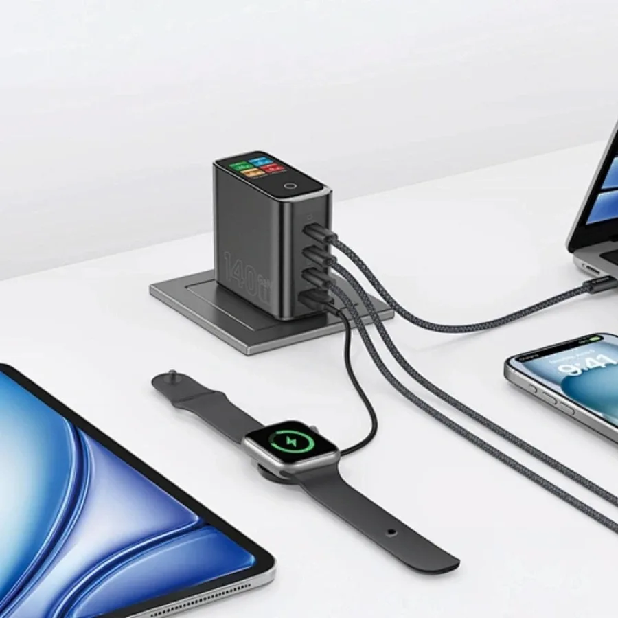 شاحن أو محول طاقة WIWU — WiWU 140W Intelligent Display GaN Fast Charger