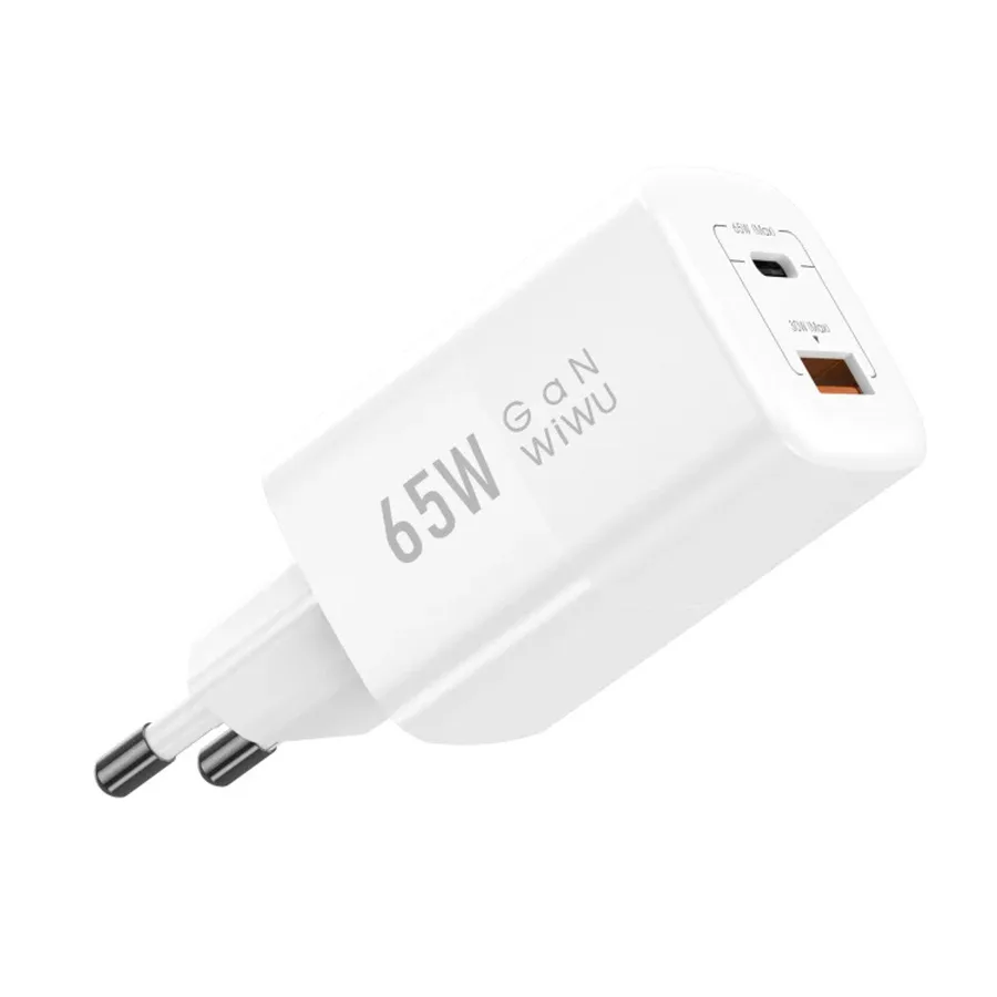 شاحن أو محول طاقة WIWU — WIWU 65W PD+QC wall charger/ EU Plug Wi-U012