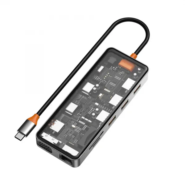 إكسسوار للابتوب WIWU — WIWU CB012 TRANSPARENT 12 IN 1 CYBER USB-C HUB