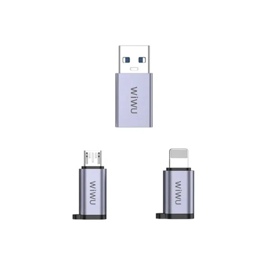 إكسسوار للابتوب WIWU — WiWU Concise Series 3in1 Type-C to USB-A/Micro/Lightning Adapter