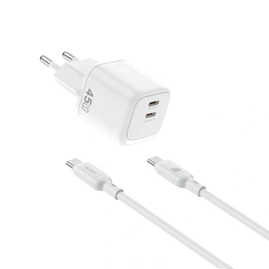 شاحن أو محول طاقة WIWU — WiWU Cube 45W Dual USB-C Fast Travel Charger Combo