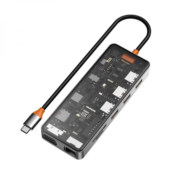 إكسسوار للابتوب WIWU — WIWU CB011 TRANSPARENT 11 IN 1 CYBER USB-C HUB