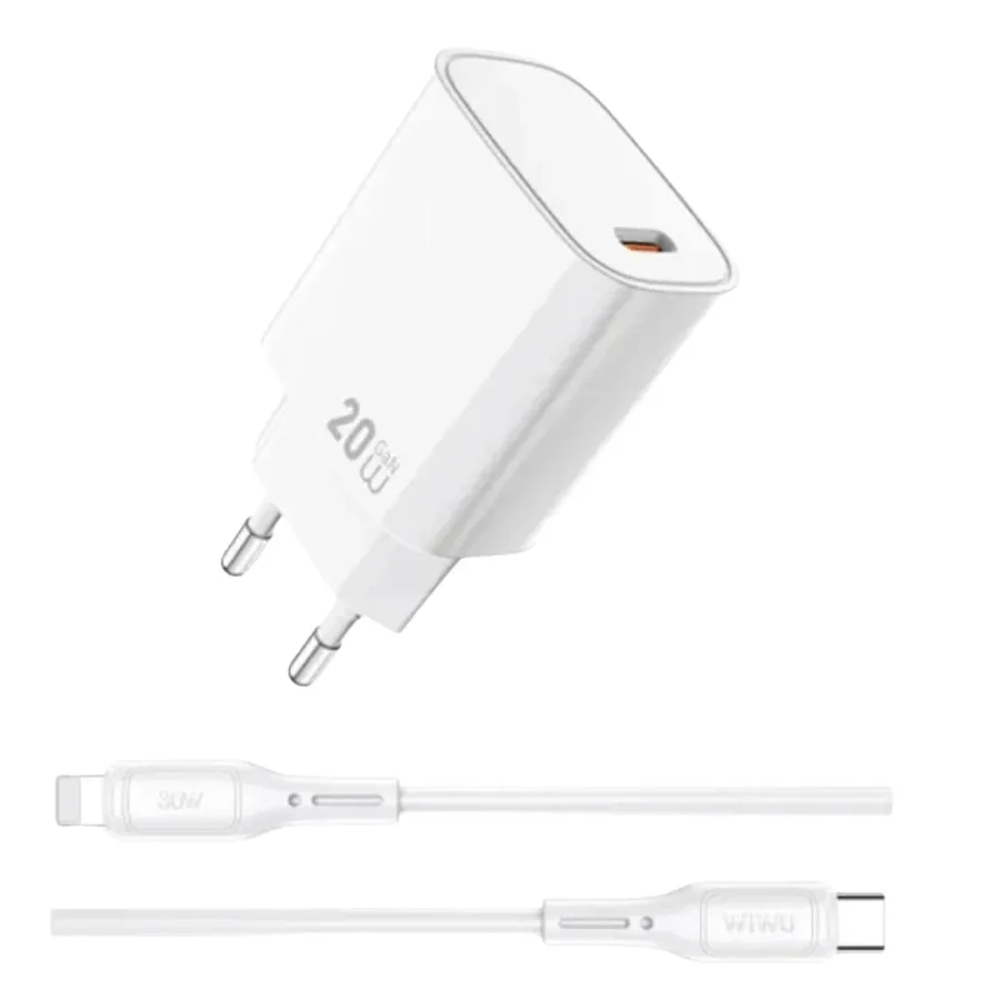 كابل شحن WIWU — WiWU Essen GaN Fast Charger+Cable Combo (20W) Wi-G007