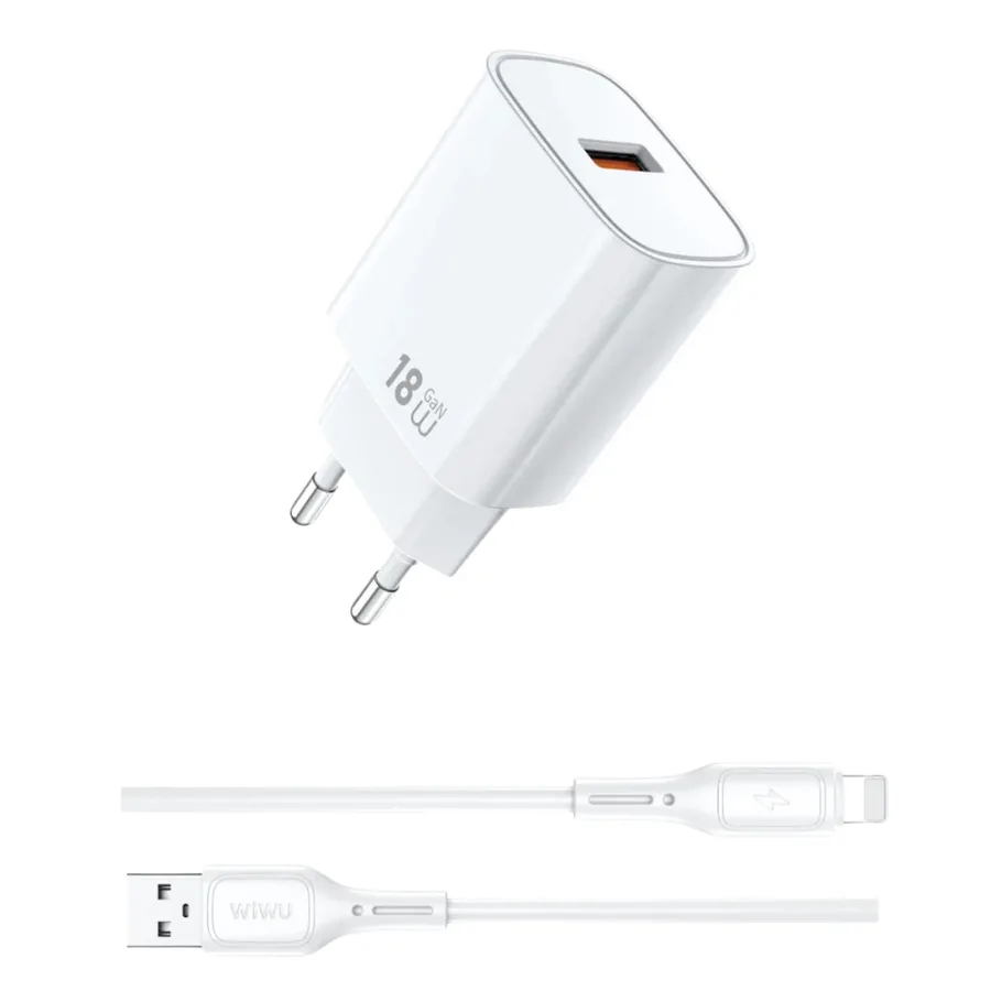 كابل شحن WIWU — WiWU Essen GaN Fast Charger+Cable Combo (EU) Wi-G006