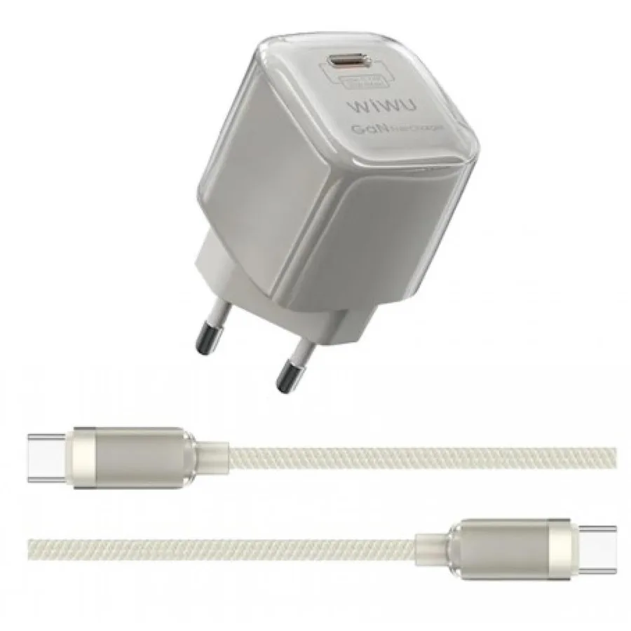 كابل شحن WIWU — WIWU Jello GaN Charger with C-C Cable Wi-U016