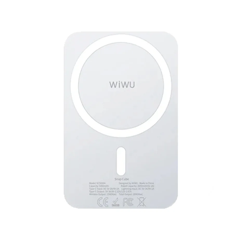 باور بانك WIWU — WiWU Snap Cube Magnetic Wireless Charging 5000mAh Power Bank