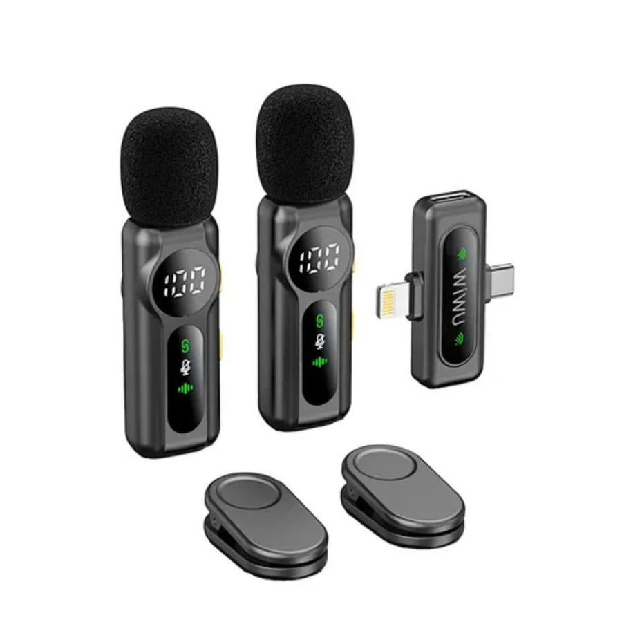 ميكروفون WIWU — WiWU Wi-WM007 Dual Wireless Lavalier Microphone